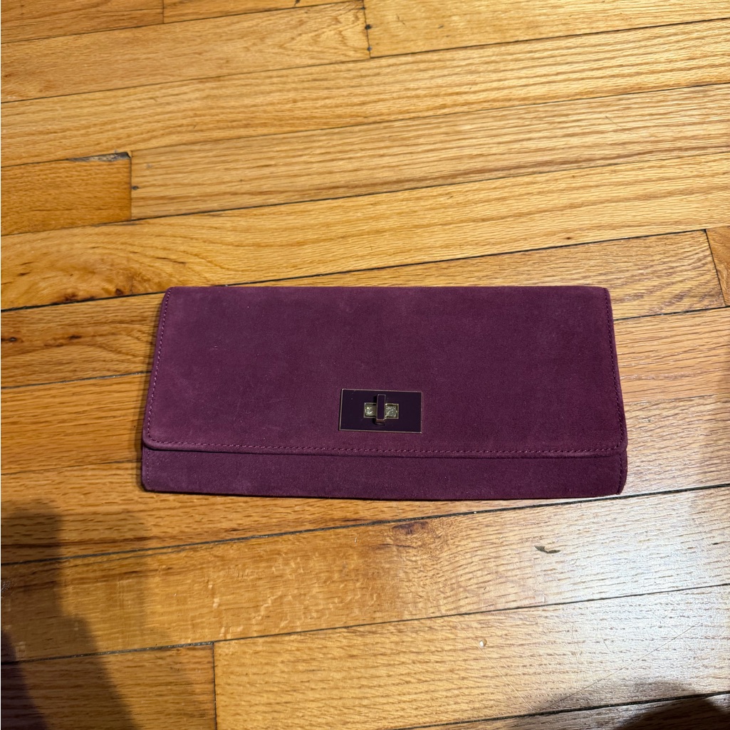Nwt Banana Republic Purple Suede Leather Turn-Lock Clutch Purse Minimalist